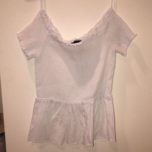 NWT Off the shoulder white scrunch doll top